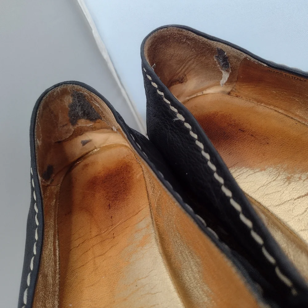 Prada Womens Platform Espadrille Flats Leather Open Toe 39 Black B2